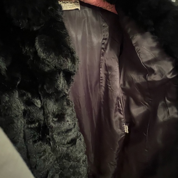Vtg Gen Paulson Fairmount Olympic Hotel US Rabbit Black Genuine Fur Coat Lux 50s - Picture 8 of 14